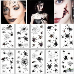 10pcs 3D Spider Tatoo Scorpion Temporary Tattoo Stickers For Halloween Fake Tattoo Body Art Tatuajes Joke Tatouage Temporaire