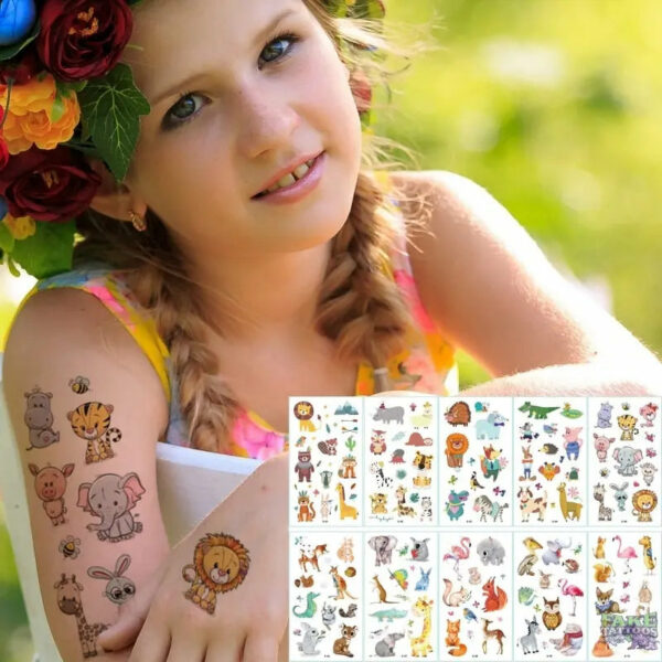 10pcs Fake Tattoo Stickers Cartoon Temporary Tattoo Kids Children Hands Arm DIY Body Art Tatuaze Dla Dzieci Tatuajes Temporales - Image 24