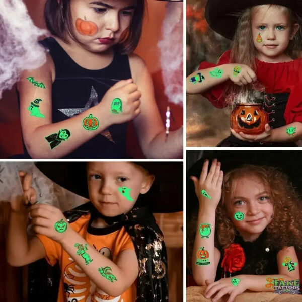 10pcs Halloween Luminous Tattoo Pumpkin Ghost Taty For Kids Fake Tattoo Witch Glowing in Dark Waterproof Temporary Tattoo Stickers - Image 17
