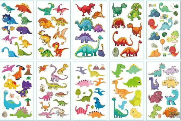 10pcs Waterproof Mixed Style Cartoon Fake Tattoo, Glow in The Dark Unicorn Mermaid Outspace Dinosaur Tattoo Sticker Decor for Boys Girls, Party Supplies Favor - Image 7