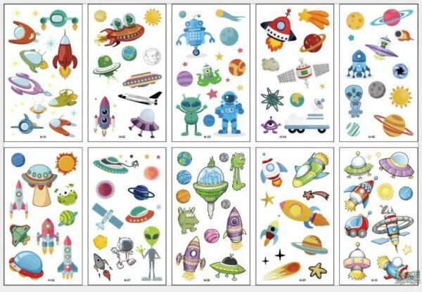 10pcs Waterproof Mixed Style Cartoon Fake Tattoo, Glow in The Dark Unicorn Mermaid Outspace Dinosaur Tattoo Sticker Decor for Boys Girls, Party Supplies Favor - Image 16
