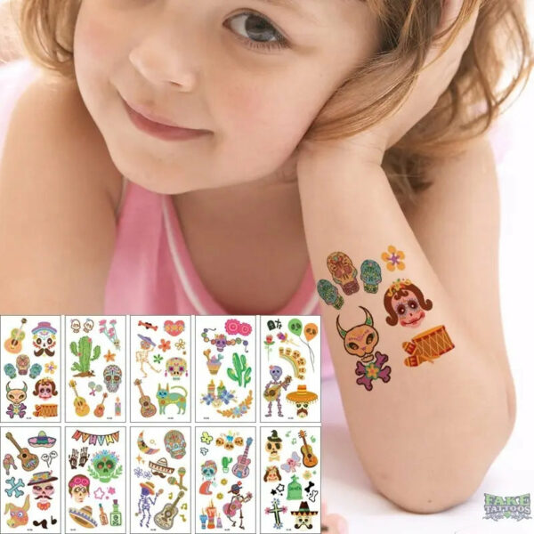 10pcs Waterproof Mixed Style Cartoon Fake Tattoo, Glow in The Dark Unicorn Mermaid Outspace Dinosaur Tattoo Sticker Decor for Boys Girls, Party Supplies Favor - Image 21