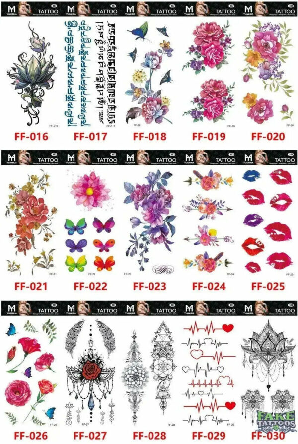 15Pcs Halloween Black Rose Temporary Tattoos - Image 5