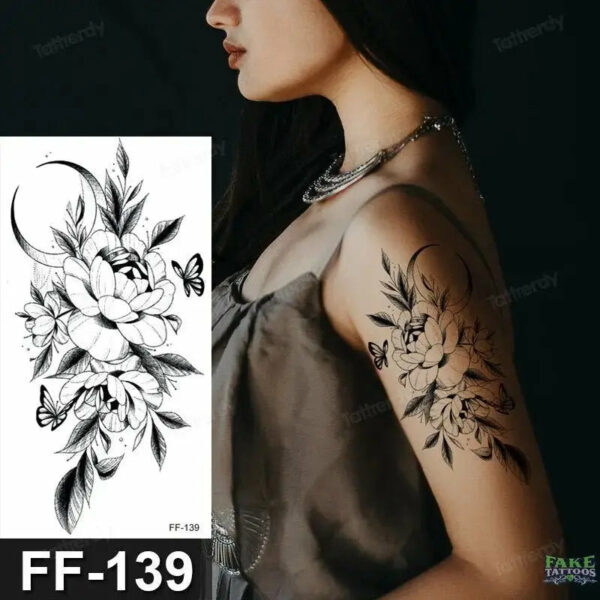 15Pcs Halloween Black Rose Temporary Tattoos - Image 15