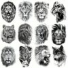 Black Fierce Arm Temporary Tattoo Stickers - 12 Sheets