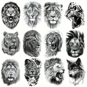 Black Fierce Arm Temporary Tattoo Stickers - 12 Sheets