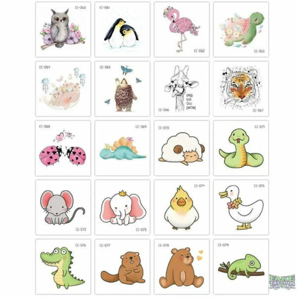 20 PCS/Set Cartoon Tattoos Children Party Makeup Flower Cat Dog Unicorn Butterfly Temporary Body Art Disposable Stickers - Image 13