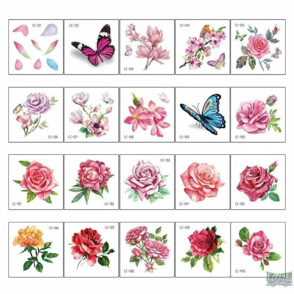 20 PCS/Set Cartoon Tattoos Children Party Makeup Flower Cat Dog Unicorn Butterfly Temporary Body Art Disposable Stickers - Image 14