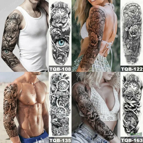 6pcs Color Tiger Wolf Large Arm Sleeve Tattoo Prajna Dragon Waterproof Temporary Tattoo Sticker Body Art Fake Tatoo Men Women - Image 9