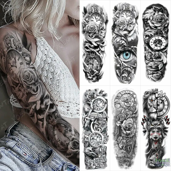 6pcs Large Arm Sleeve Tattoos Turtle Maori Tribe Totem Tiger Waterproof Temporary Tattoo Sticker Men Women Body Art Fake Tattoo - Image 3