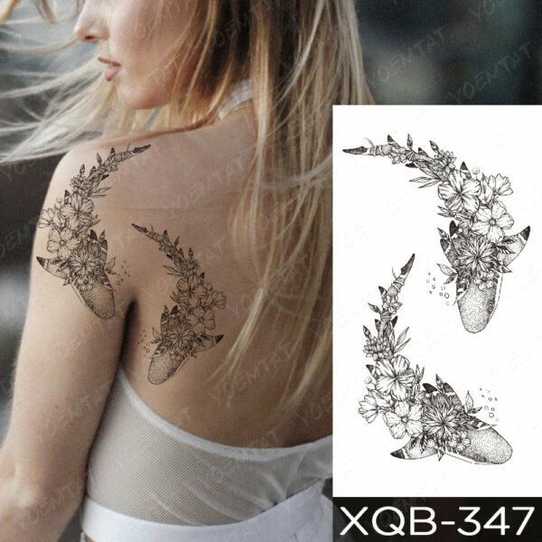 Black Flower Blooming Waterproof Temporary Tatooo Stickers Butterfly Peony Leaf Transfer Tatooos Body Art Fake Tatoo Women - Image 17
