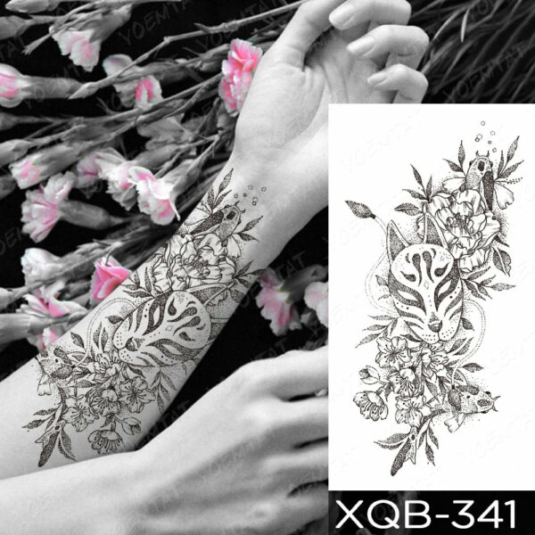 Black Flower Blooming Waterproof Temporary Tatooo Stickers Butterfly Peony Leaf Transfer Tatooos Body Art Fake Tatoo Women - Image 27