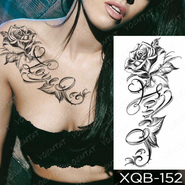 Black Flower Blooming Waterproof Temporary Tatooo Stickers Butterfly Peony Leaf Transfer Tatooos Body Art Fake Tatoo Women - Image 13