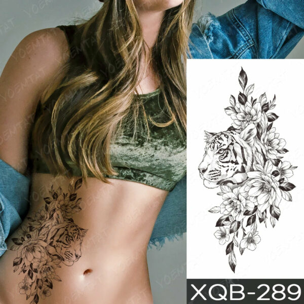 Black Flower Blooming Waterproof Temporary Tatooo Stickers Butterfly Peony Leaf Transfer Tatooos Body Art Fake Tatoo Women - Image 26
