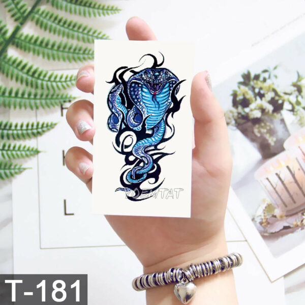 3D Temporary Tattoo Animal Blue Tiger Snake Moth For Boy Girl Children Tattoo Sticker Kids Watercolor Tatto Arm Art - Image 4