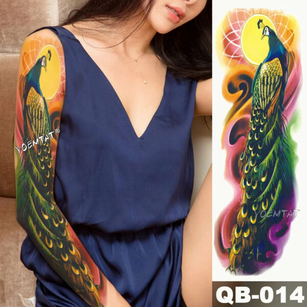 48X17cm Temporary Tattoo Sticker Skull Pumpkin halloween Tattoo with Arm Body Art Big Sleeve Large Fake Tattoo Sticker - Image 4