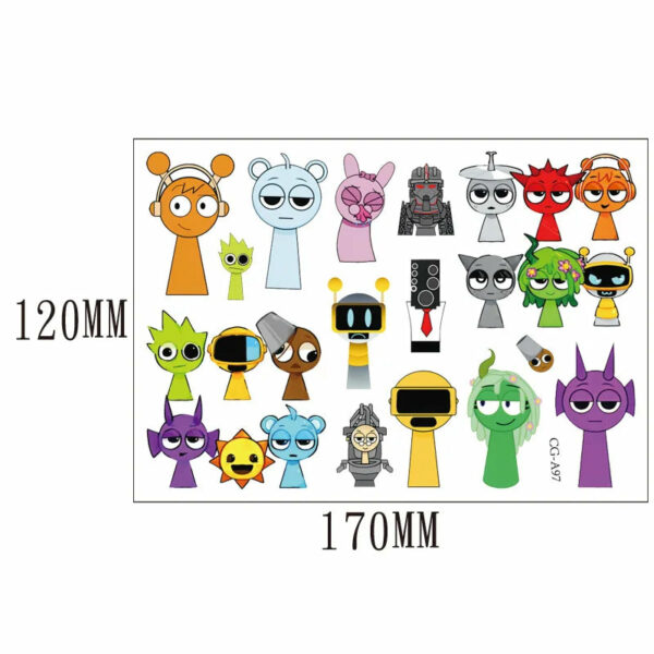 1Pcs New Luminous Incredibox Sprunki Temporary Tattoo Sticker Music Game Body Art Tattoo Stickers Toys For Kids Gifts - Image 2