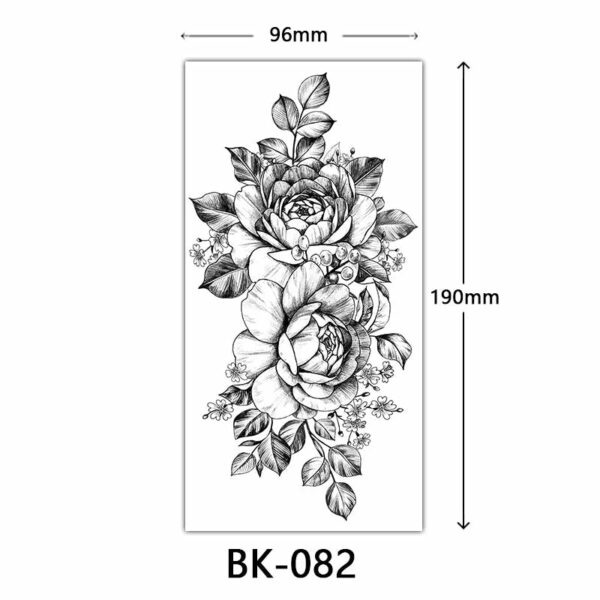 Black Flower Temporary Tattoos for Women Waterproof Realistic Floral Tattoo Stickers for Hand Arm Body Disposable Fake Tattoo - Image 7