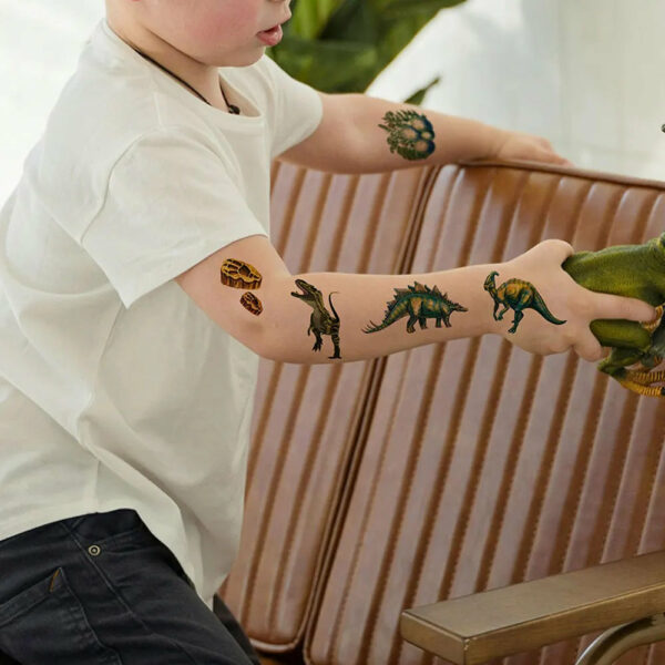 6pcs/set Dinosaur Temporary Tattoo Stickers For Kids Waterproof Animal Cartoon Fake Tattoo for Children Women Men Body Decor - Image 5