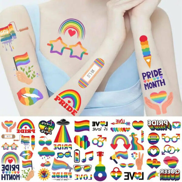 10Pcs/set Colorful Rainbow Funny Lgbt Gay Pride Temporary Tattoo Stickers Funny Waterproof Tattoo For Party Toys Gift - Image 5