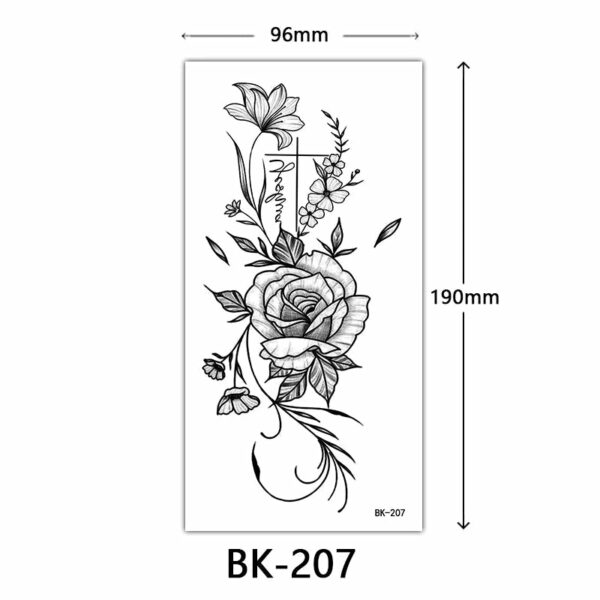 Black Flower Temporary Tattoos for Women Men Waterproof Realistic Floral Tattoo Stickers for Hand Arm Body Fake Tattoo - Image 6