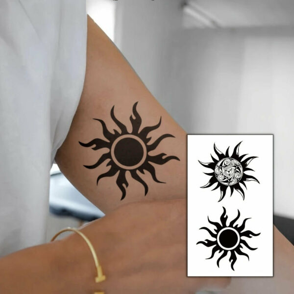 1/3PCS Waterproof Temporary Tattoo Sticker Sun totem fake tatto flash tatoo tatouage temporaire for women men girl - Image 2