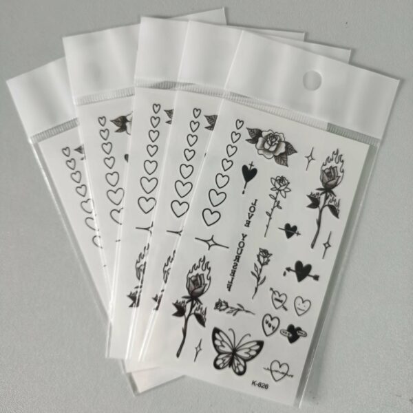 1/5/12PCS Waterproof Temporary Tattoo Sticker Rose Flame Thorns Love Butterfly fake tatto flash tatoo finger for girl women men - Image 7
