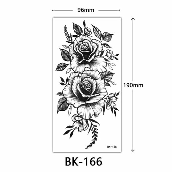 Black Flower Temporary Tattoos for Women Men Waterproof Realistic Floral Tattoo Stickers for Hand Arm Body Fake Tattoo - Image 17