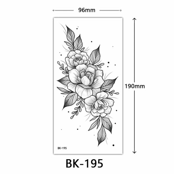Black Flower Temporary Tattoos for Women Men Waterproof Realistic Floral Tattoo Stickers for Hand Arm Body Fake Tattoo - Image 27