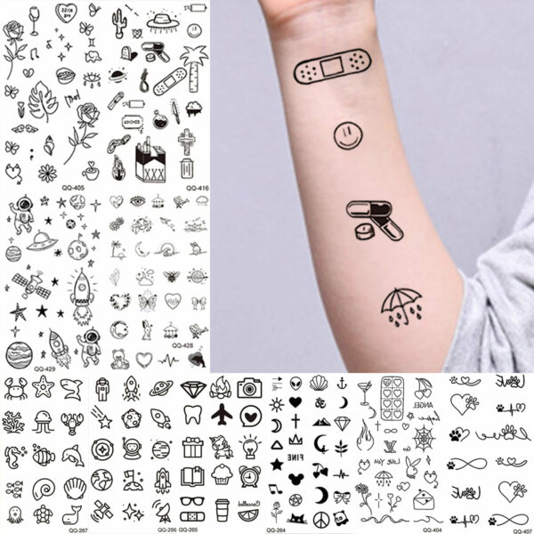 10pcs Waterproof Temporary Tattoo Sticker Fresh Animal Cartoon Lovely Small pattern Flowers Fake Tatto Flash Tatoo for Women Men - Image 3