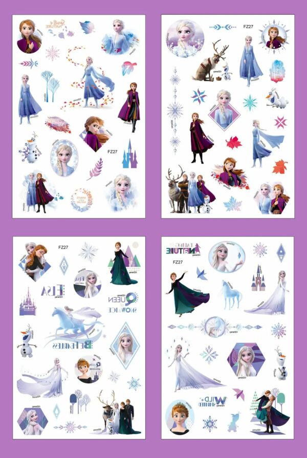 4Pcs/set Tattoo stickers Disney Stitch Princess Sofia Unicorn Frozen Action Figure Cars Cartoon Sticker Kids Girls Birthday Gift - Image 19