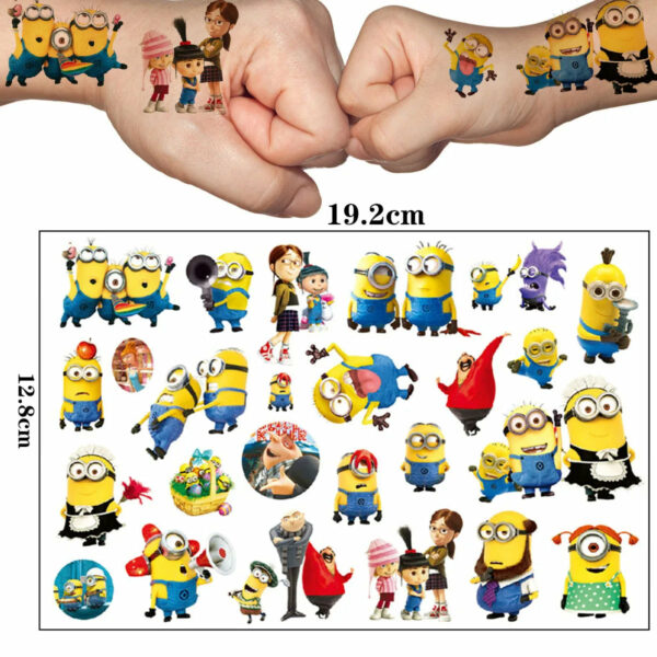 1Pcs Cartoon Anime Minions Temporary Tattoo Sticker Body Art Tattoo Stickers Cosplay Party Toys For Kids Birthday Gifts - Image 2