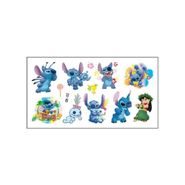 2024 Interstellar Baby Stitch Tattoo Stickers Children Stitch Water Transfer Disposable Tattoo Stickers Toy Birthday Gift - Image 6