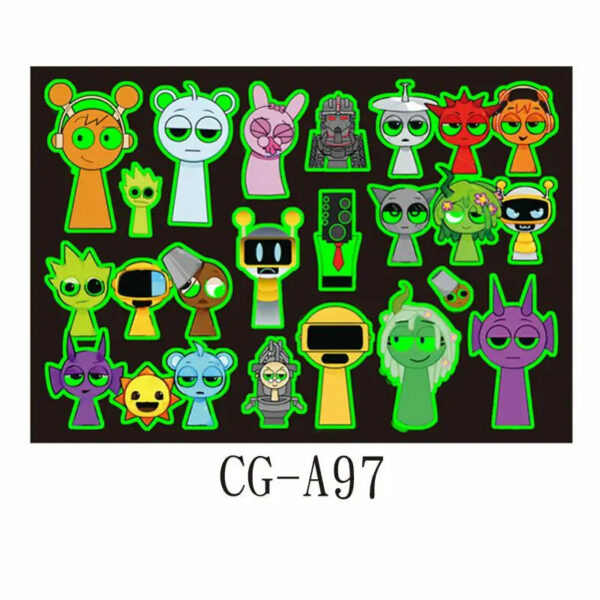1Pcs New Luminous Incredibox Sprunki Temporary Tattoo Sticker Music Game Body Art Tattoo Stickers Toys For Kids Gifts - Image 12
