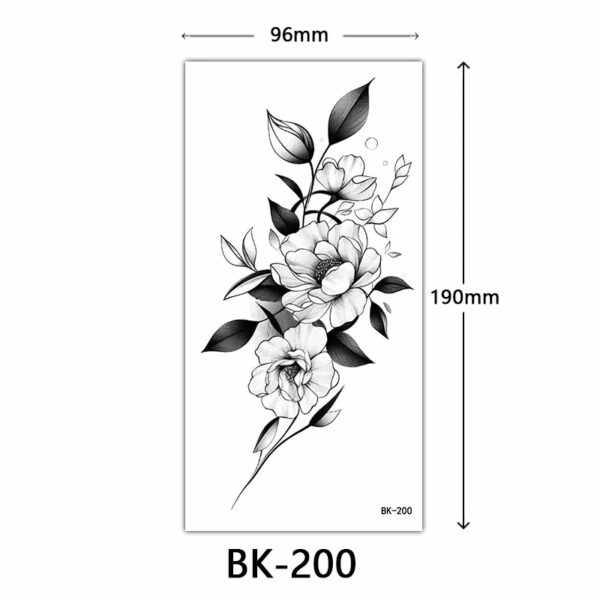 Black Flower Temporary Tattoos for Women Men Waterproof Realistic Floral Tattoo Stickers for Hand Arm Body Fake Tattoo - Image 14