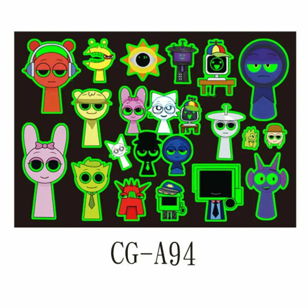 1Pcs New Luminous Incredibox Sprunki Temporary Tattoo Sticker Music Game Body Art Tattoo Stickers Toys For Kids Gifts - Image 8