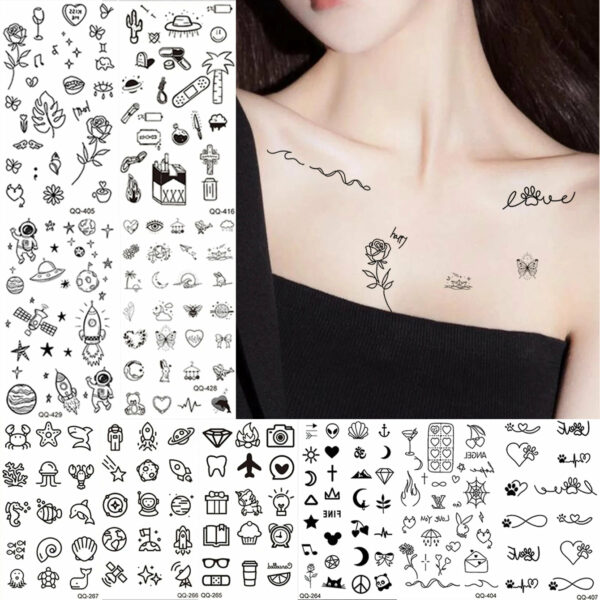 10pcs Waterproof Temporary Tattoo Sticker Fresh Animal Cartoon Lovely Small pattern Flowers Fake Tatto Flash Tatoo for Women Men - Image 7