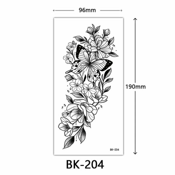 Black Flower Temporary Tattoos for Women Men Waterproof Realistic Floral Tattoo Stickers for Hand Arm Body Fake Tattoo - Image 20