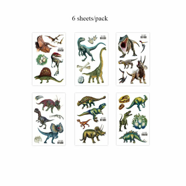 6pcs/set Dinosaur Temporary Tattoo Stickers For Kids Waterproof Animal Cartoon Fake Tattoo for Children Women Men Body Decor - Image 7