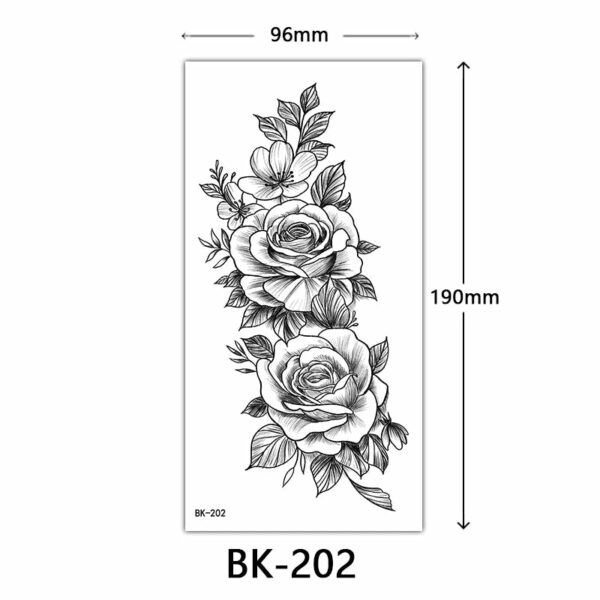 Black Flower Temporary Tattoos for Women Men Waterproof Realistic Floral Tattoo Stickers for Hand Arm Body Fake Tattoo - Image 10