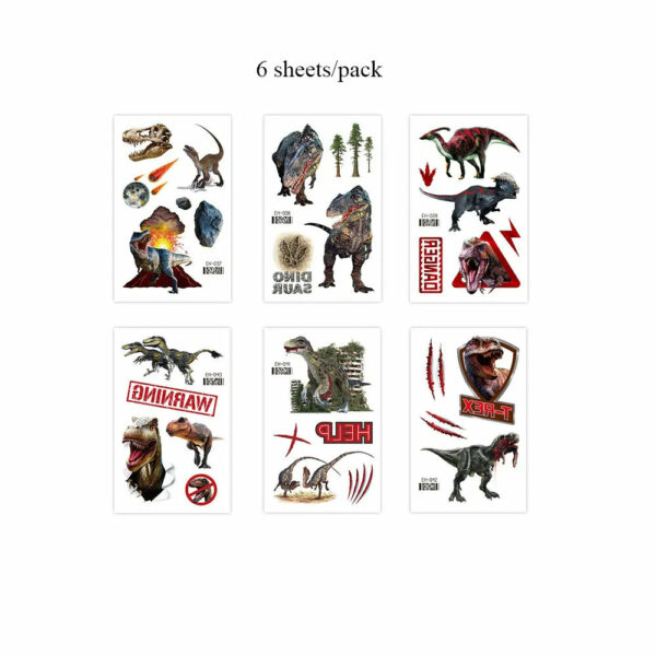 6pcs/set Dinosaur Temporary Tattoo Stickers For Kids Waterproof Animal Cartoon Fake Tattoo for Children Women Men Body Decor - Image 9