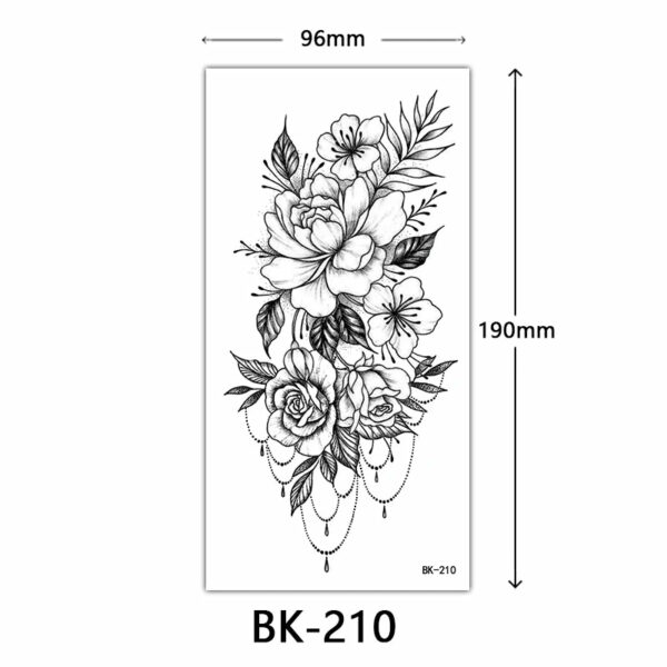 Black Flower Temporary Tattoos for Women Men Waterproof Realistic Floral Tattoo Stickers for Hand Arm Body Fake Tattoo - Image 21