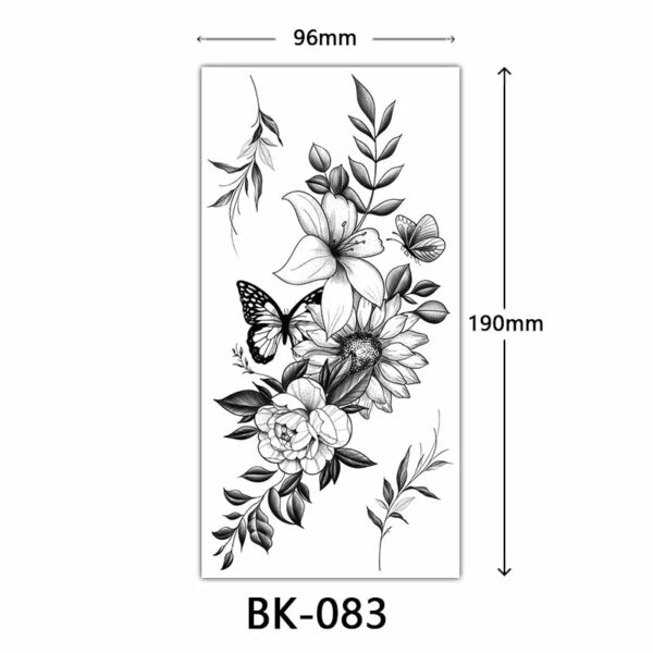 Black Flower Temporary Tattoos for Women Waterproof Realistic Floral Tattoo Stickers for Hand Arm Body Disposable Fake Tattoo - Image 8