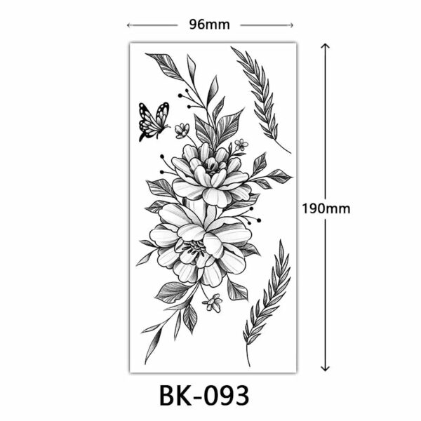 Black Flower Temporary Tattoos for Women Waterproof Realistic Floral Tattoo Stickers for Hand Arm Body Disposable Fake Tattoo - Image 17