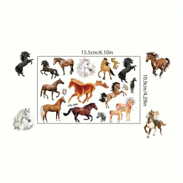 8 Sheets Temporary Horse Tattoos Stickers Birthday Themed Party Supplies Decorated with Tattoo Gifts - Image 4