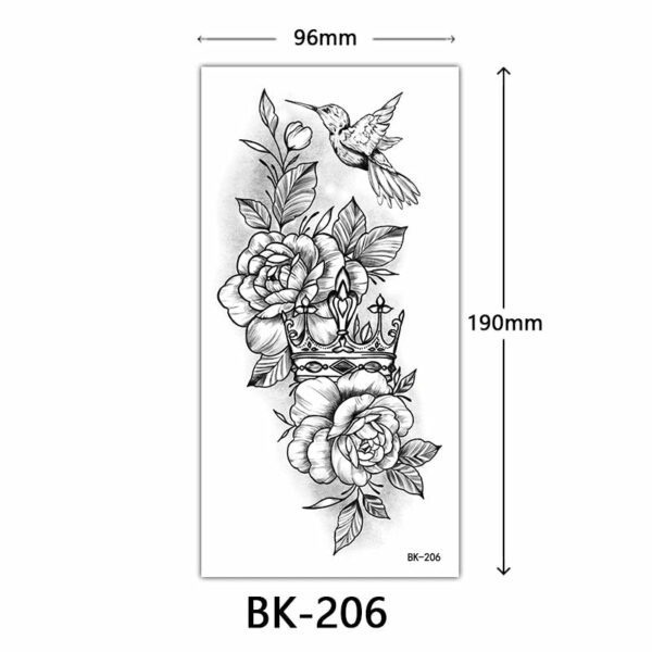 Black Flower Temporary Tattoos for Women Men Waterproof Realistic Floral Tattoo Stickers for Hand Arm Body Fake Tattoo - Image 8