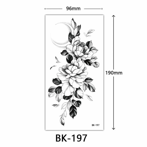Black Flower Temporary Tattoos for Women Men Waterproof Realistic Floral Tattoo Stickers for Hand Arm Body Fake Tattoo - Image 22