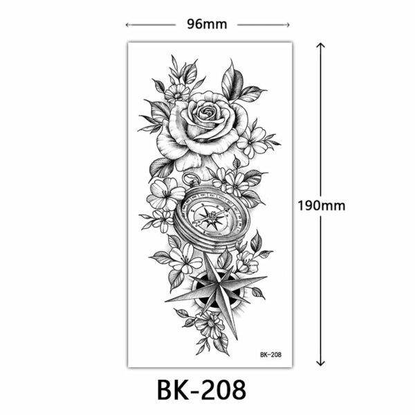Black Flower Temporary Tattoos for Women Men Waterproof Realistic Floral Tattoo Stickers for Hand Arm Body Fake Tattoo - Image 25