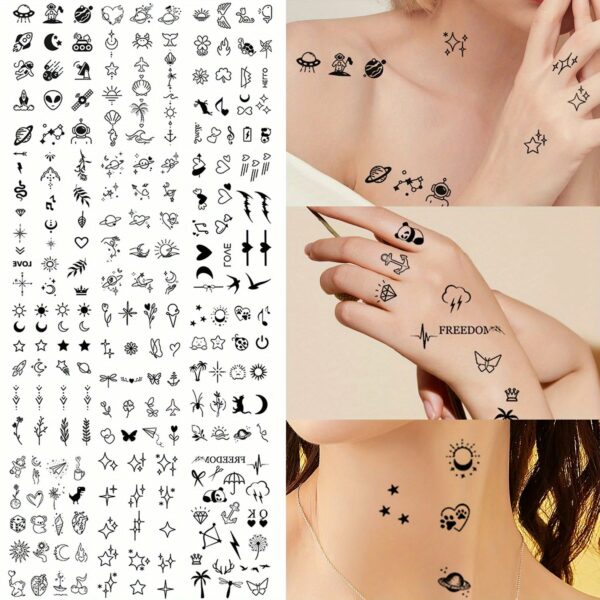 1/5/12PCS Waterproof Temporary Tattoo Sticker Rose Flame Thorns Love Butterfly fake tatto flash tatoo finger for girl women men - Image 8