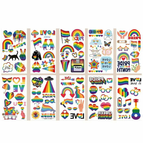 10Pcs/set Colorful Rainbow Funny Lgbt Gay Pride Temporary Tattoo Stickers Funny Waterproof Tattoo For Party Toys Gift - Image 7